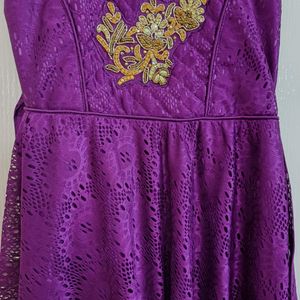 Festive Purple Ethnic Party Gown for 6-8 Yr Girls