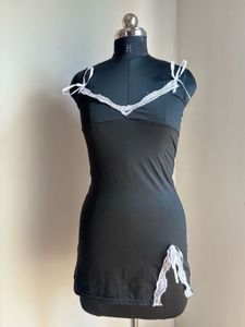 Black Lace Trim Camisole Slip