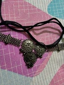 Oxidized Silver Indian Choker Necklace