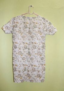 White And Gold Short Kurti