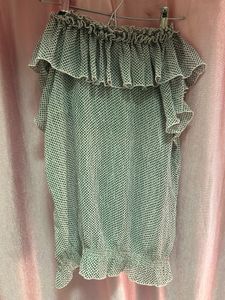 Sheer Polka Dot Ruffle Top