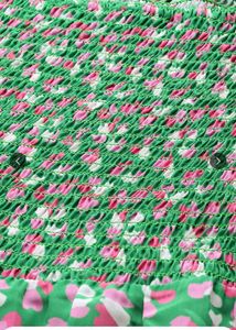 Green Floral Smocked Dress