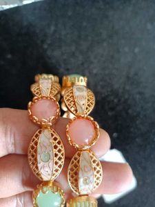 Gold-tone Bangle with Pastel Stones