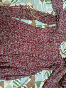Elegant Red Paisley Print Anarkali Suit Set