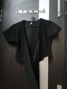 Black Open Front Cardigan