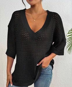Chic Black V-Neck Knit Top