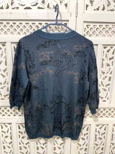 💝Stylish Blue Knit Top with Sequin Detail I
