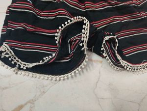 Striped Shorts with Lace Trim