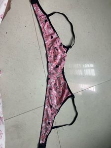 Cute Pink Heart Print Bra