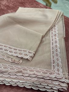 Elegant Beige Saree with Lace Border