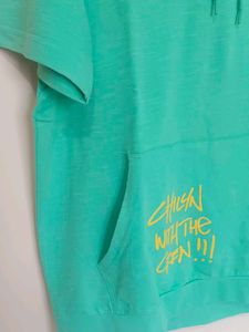 Men's Green Short Sleeve Hoodie T-Shirt