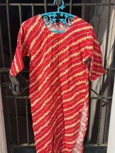 Red & White Striped Kurta
