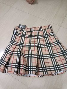 New Plaid Pleated Mini Skirt