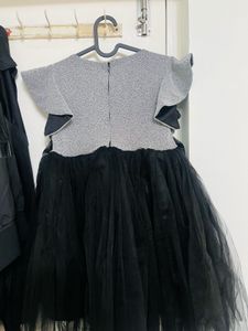 Girls Grey &amp; Black Party Dress