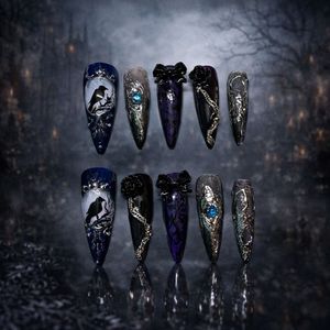 Press on nails Raven & Moon 🐦‍⬛ 🌒