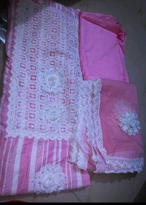Elegant Pink & White Lace Salwar Kameez