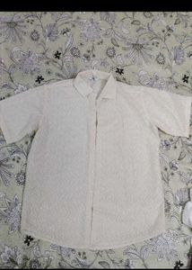 Cream Lace Short Sleeve Shirt