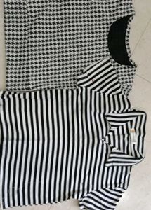 Chic Black & White Striped & Houndstooth Tops