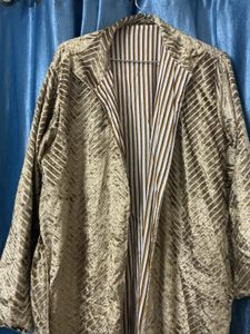 Elegant Gold Velvet Maxi Coat