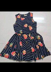 Maison Jules Navy Striped Floral Dress