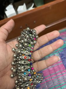 Silver Anklets with Colorful Accents