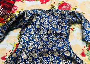 Elegant Blue Brocade Kurta Set