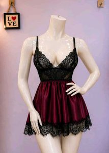 Burgundy Lace Babydoll Lingerie