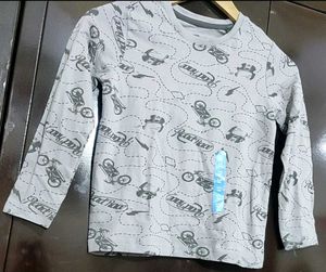 Grey Printed T-shirt For Baby Boy 5- 6 Year