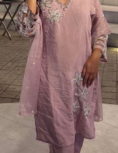 Elegant Embellished Lavender Kurti Set