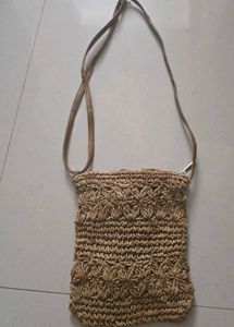 Boho Straw Crossbody Bag with Tassel