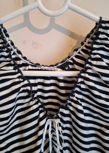 Striped Drawstring Top