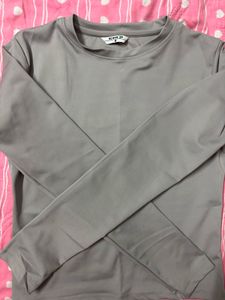 Simple Grey Long Sleeve Top