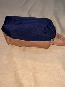 Navy &amp; Tan Wristlet Pouch