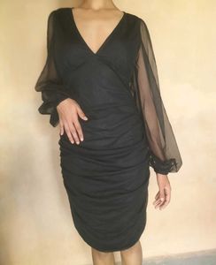 Black Mesh Midi Dress