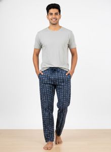 Blue Printed Drawstring Pants