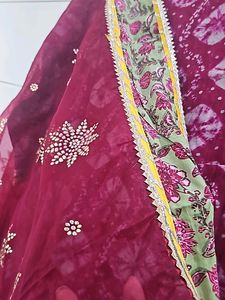Scakhi Maroon Gotapatti Sharara Set Plus Size