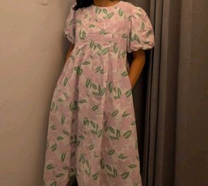 Floral Puff Sleeve Midi Dress