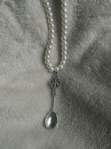 Elegant Pearl Necklace with Spoon Pendant