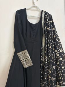 Pristine Black Anarkali &amp; Pants Set