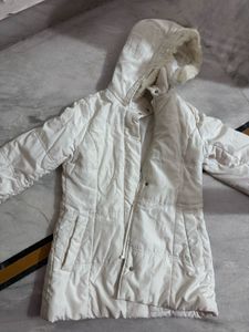 Incede Cream Padded Jacket with Hood
