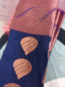 Elegant Blue &amp; Red Silk Saree