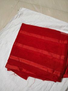 Elegant Red Striped Saree