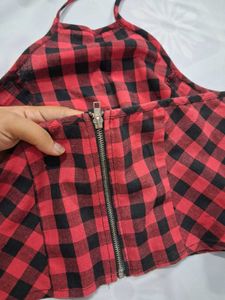 Red &amp; Black Gingham Halter Top 🍷✨️