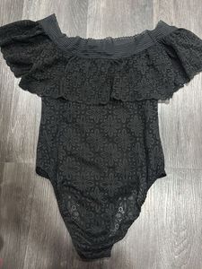 Black Lace Off-Shoulder Bodysuit