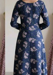 Navy Floral Print Midi Dress