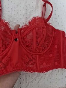 M&amp;S Red Lace Bra and Panty Set