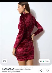 Non negotiable Red Velvet Ruched Dress