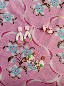 3 Handmade Polymer Clay Earrings