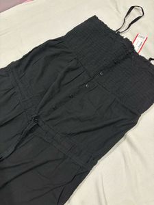 Black Smocked Jumpsuit