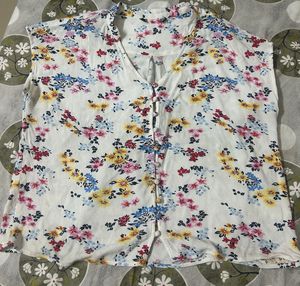Floral Button-Up Tunic Top